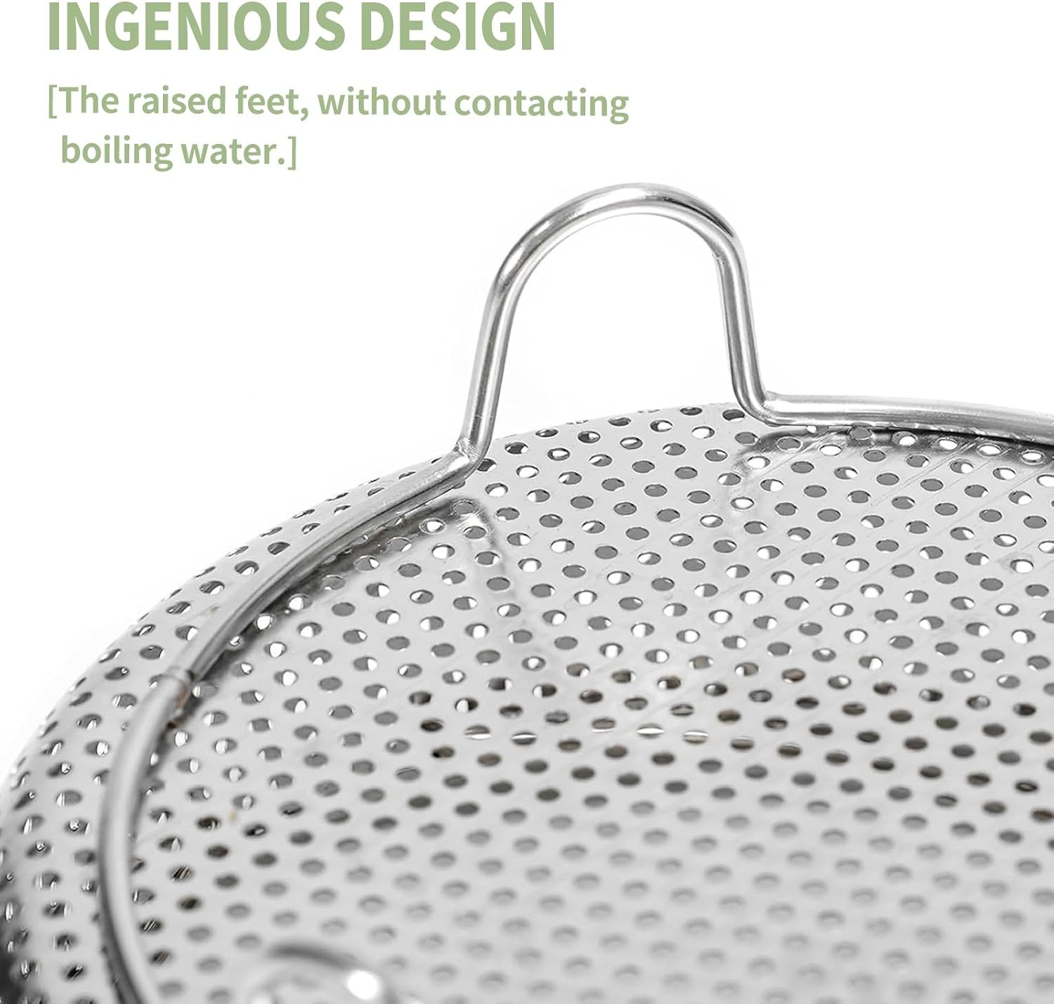 Stainless Steel Steamer Basket with Handle and Glove Diameter 8.66″, Steamer