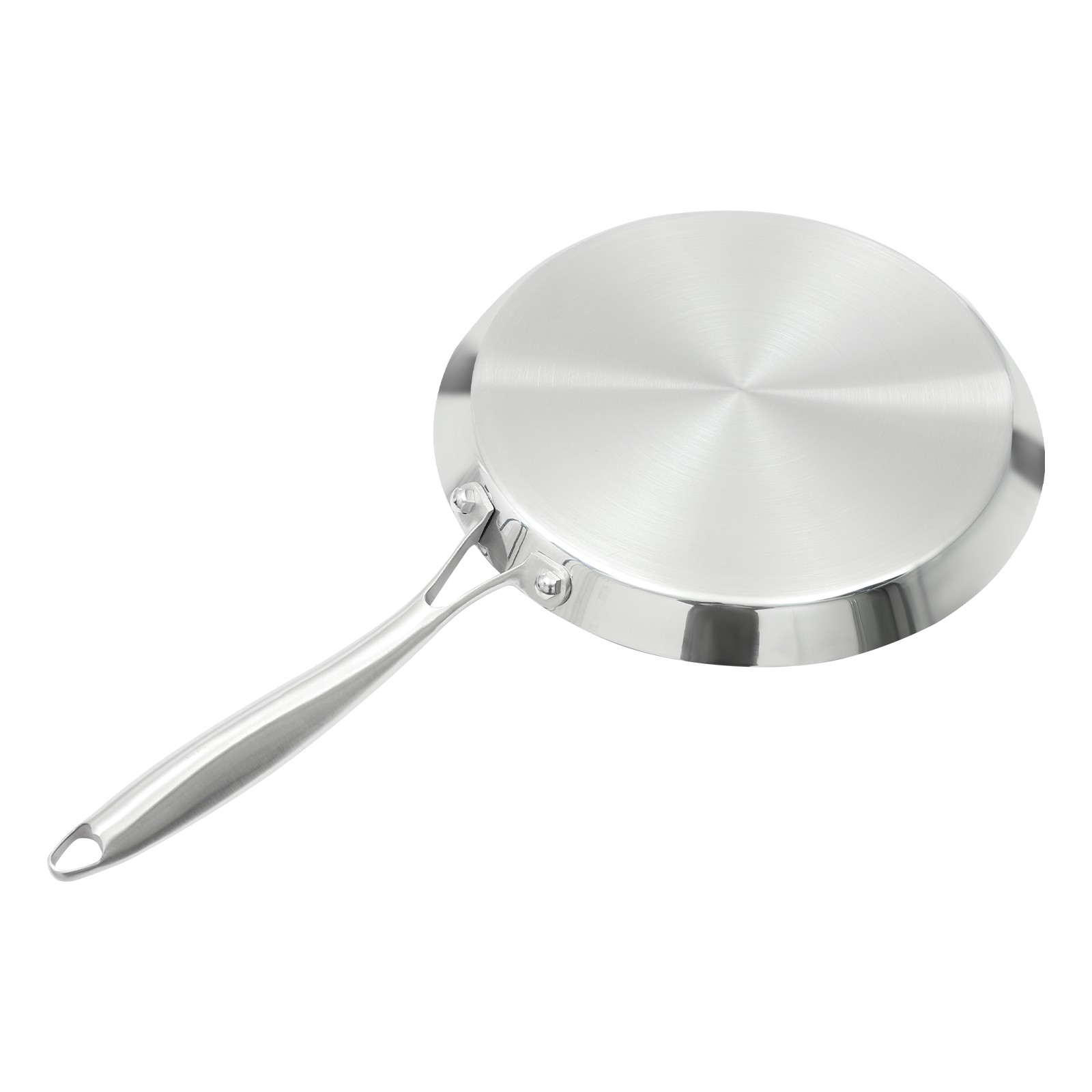 10-Inch Stainless Steel Non-Stick Crepe Pan with Flat Design for Easy Cooking