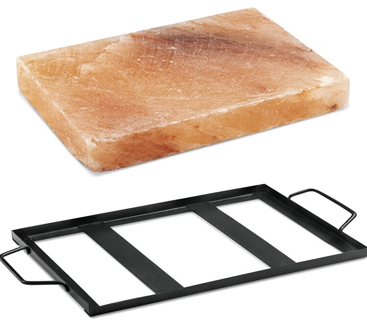 Tiabo Himalayan Salt Plate & Stainless Steel Holder, Salt Slab Block, for Grill