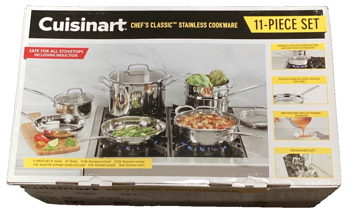 Cuisinart CHEFS CLASSIC Stainless Cookware- 11 pc set FREE SHIPPING!