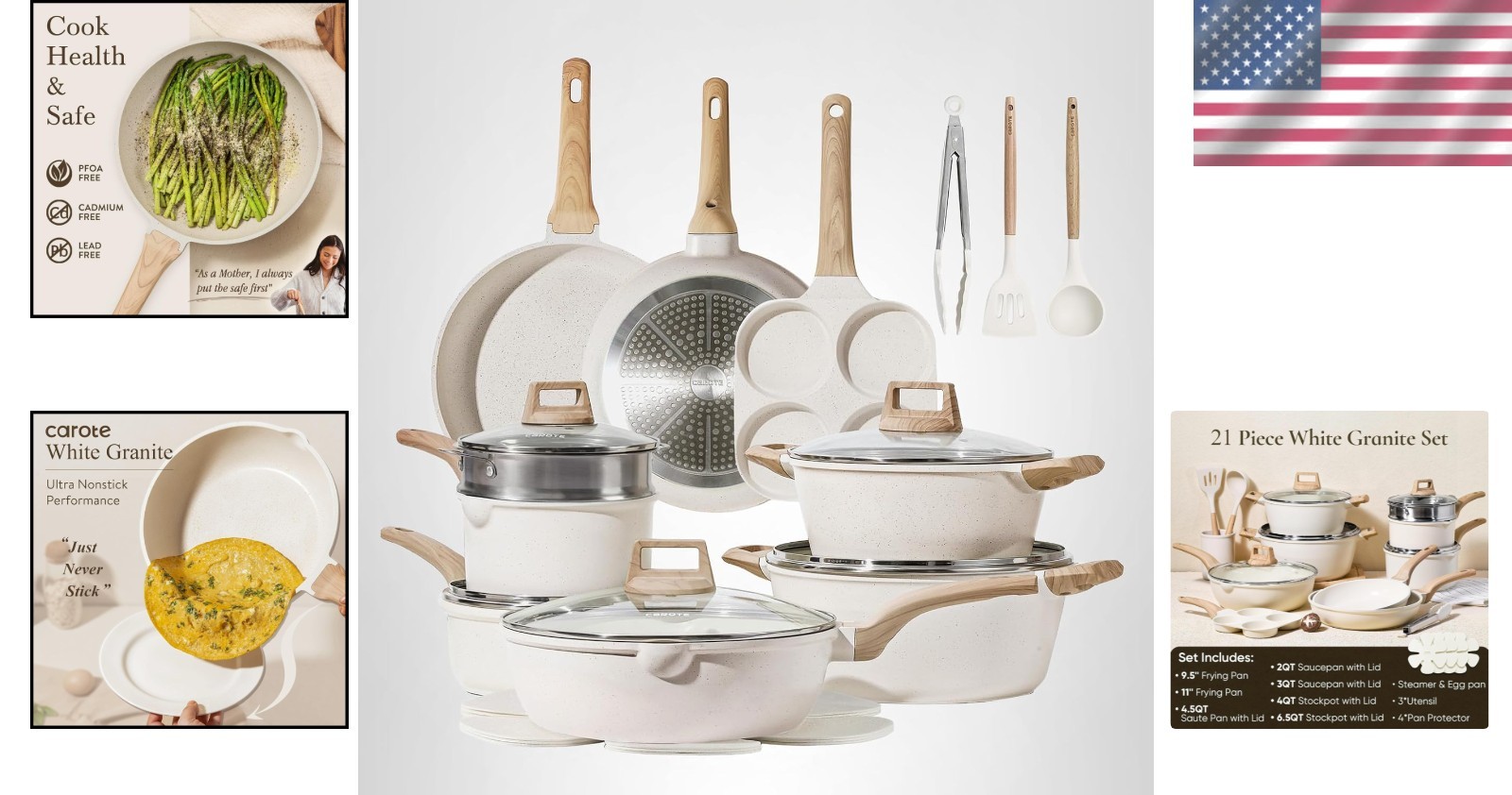 21-Piece Nonstick Cookware Set – Versatile Induction Ready Kitchen Essentials