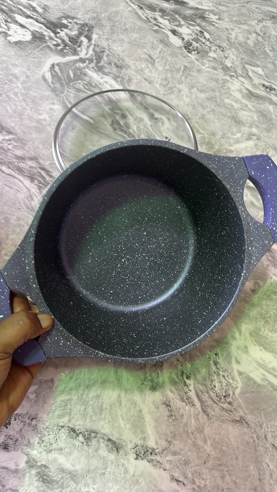 Purple Aluminum Non-Stick Casserole Pot Set, 5-Piece, Electric/Gas/Induction