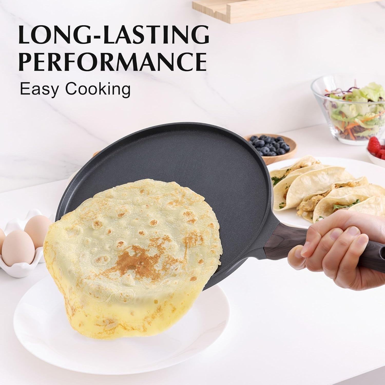 12-Inch Nonstick Crepe Pan with Swiss Granite Coating & Stay-Cool Handle