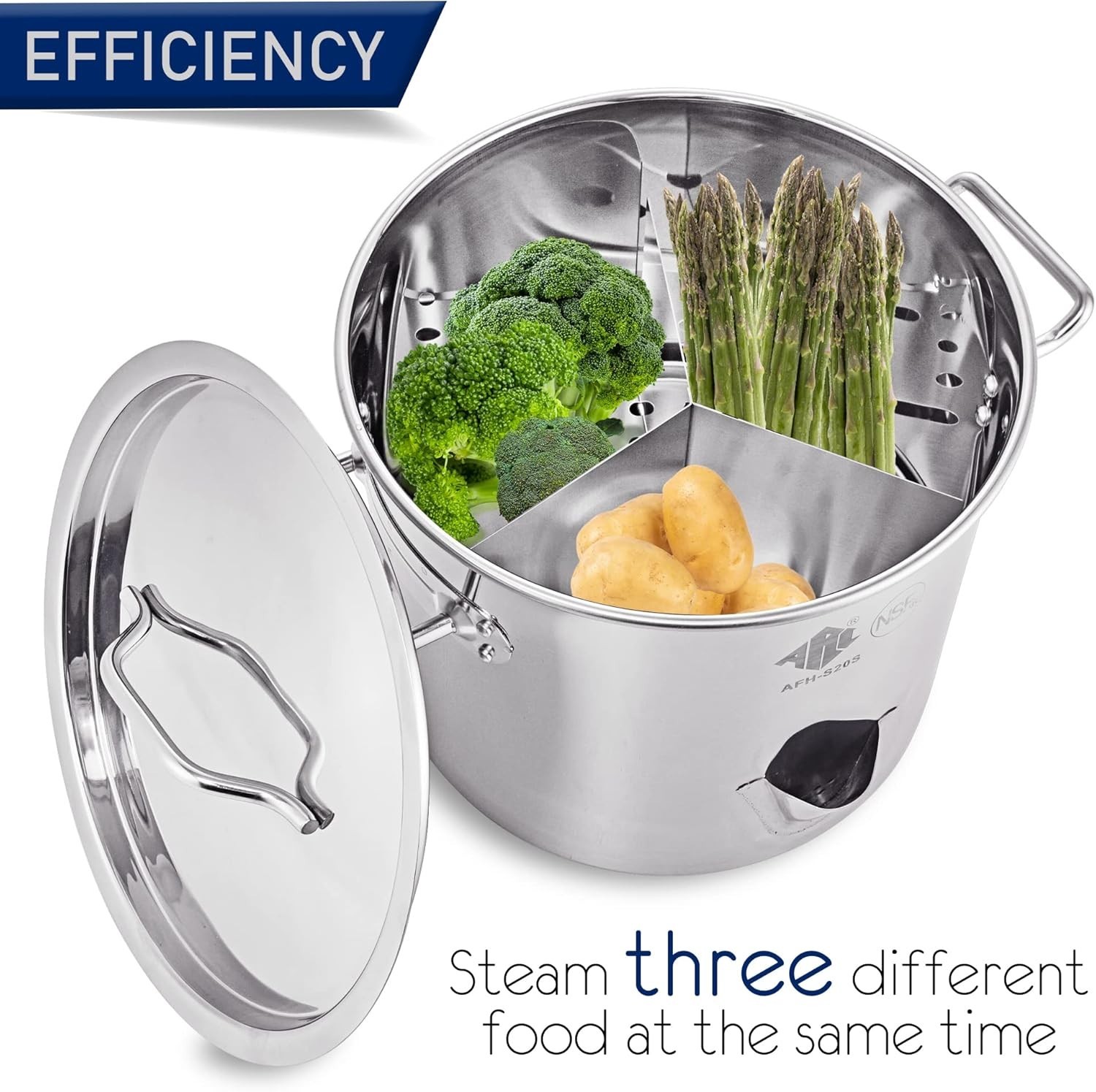 ARC 20QT Stainless Steel Tamale Steamer Pot with Easy-Fill Water Spout, Seafood