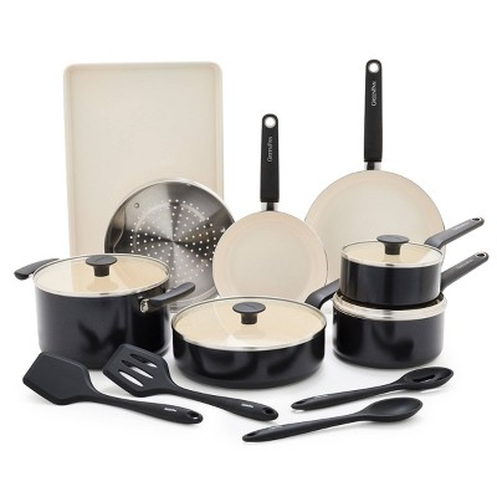 GreenPan Rio Advanced 16pc Ceramic Nonstick Cookware Set – Black