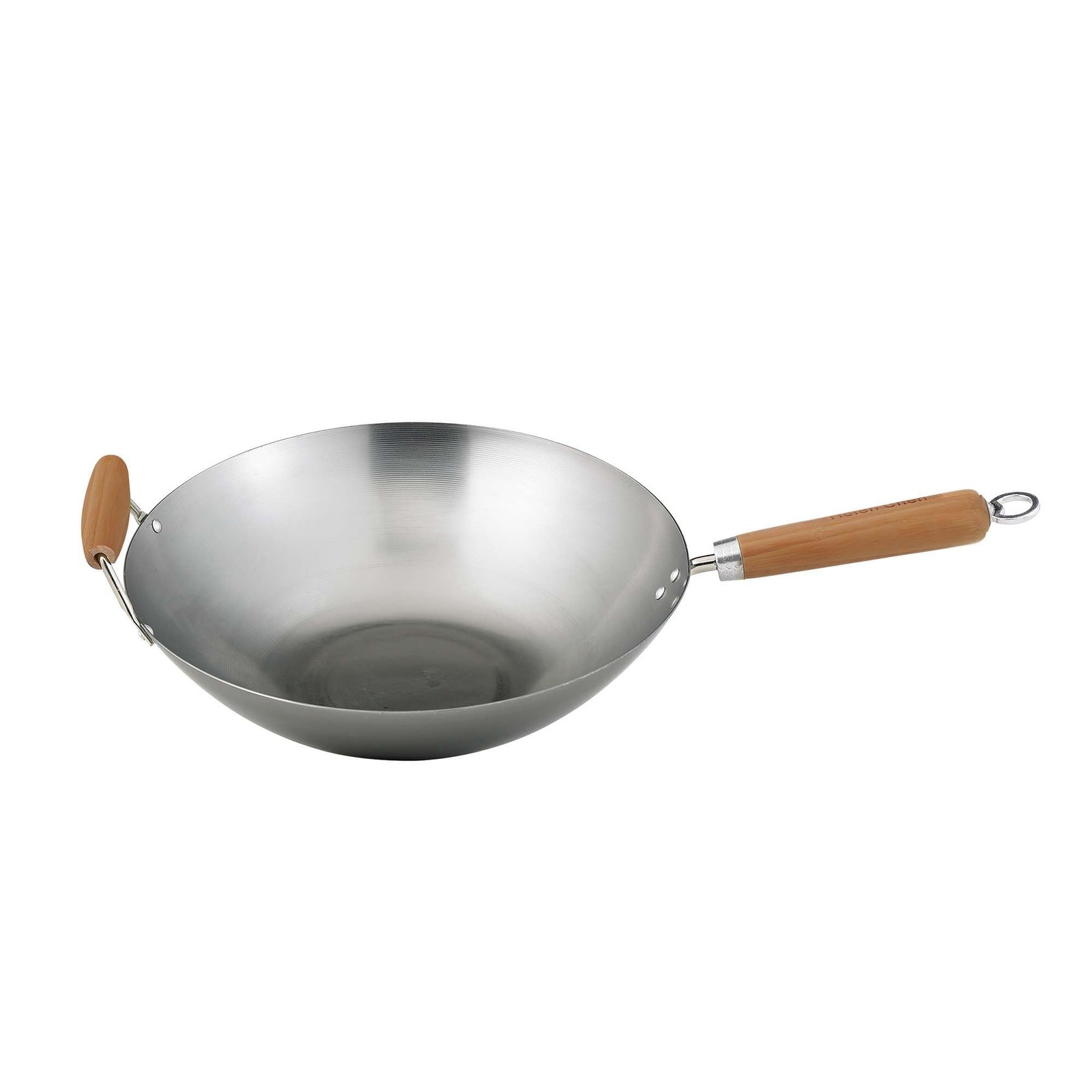 14-Inch Carbon Steel Wok with Bamboo Handle for Asian Cooking