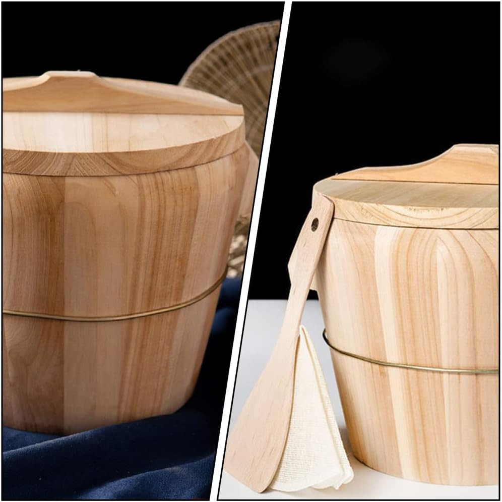 Wooden Rice Steamer Bucket 8.26X6.49X6.49 Inch Natural Chinese Material Handmade