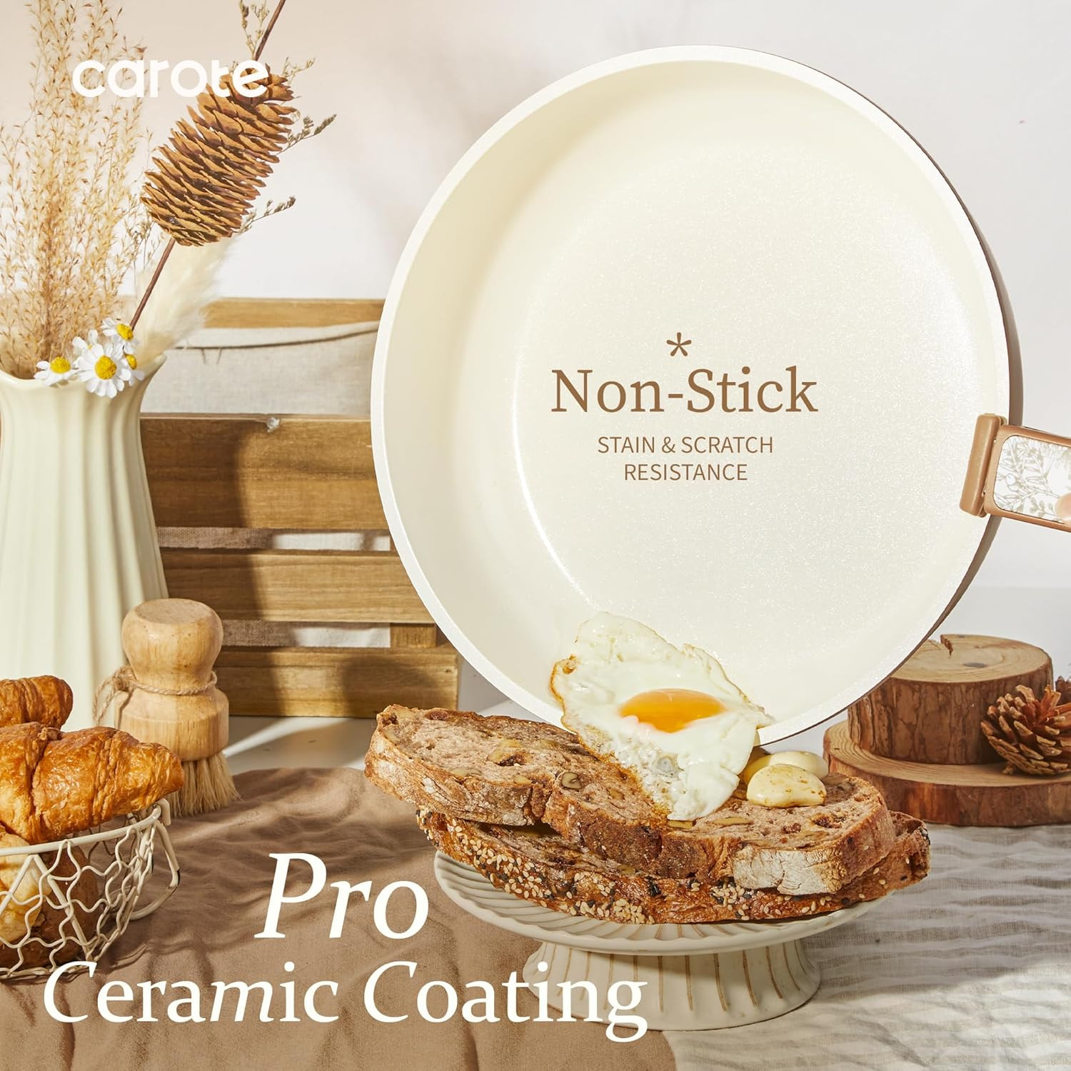 25-Piece Nonstick Ceramic Cookware Set, Induction Compatible, Chocolate