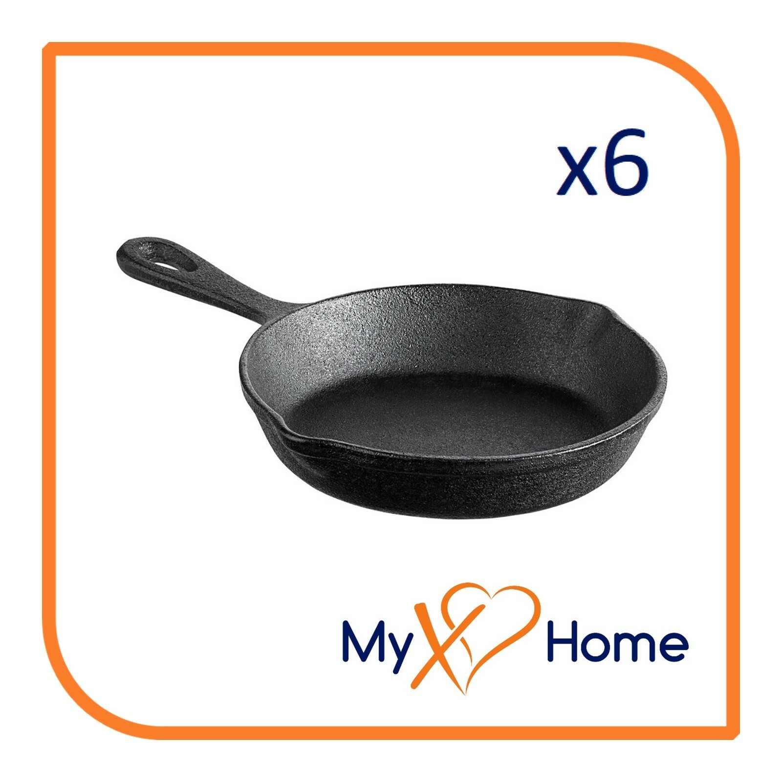 7.5″ Round Cast Iron Frying Pan / Skillet with Handle (6 Skillets) by MyXOHome
