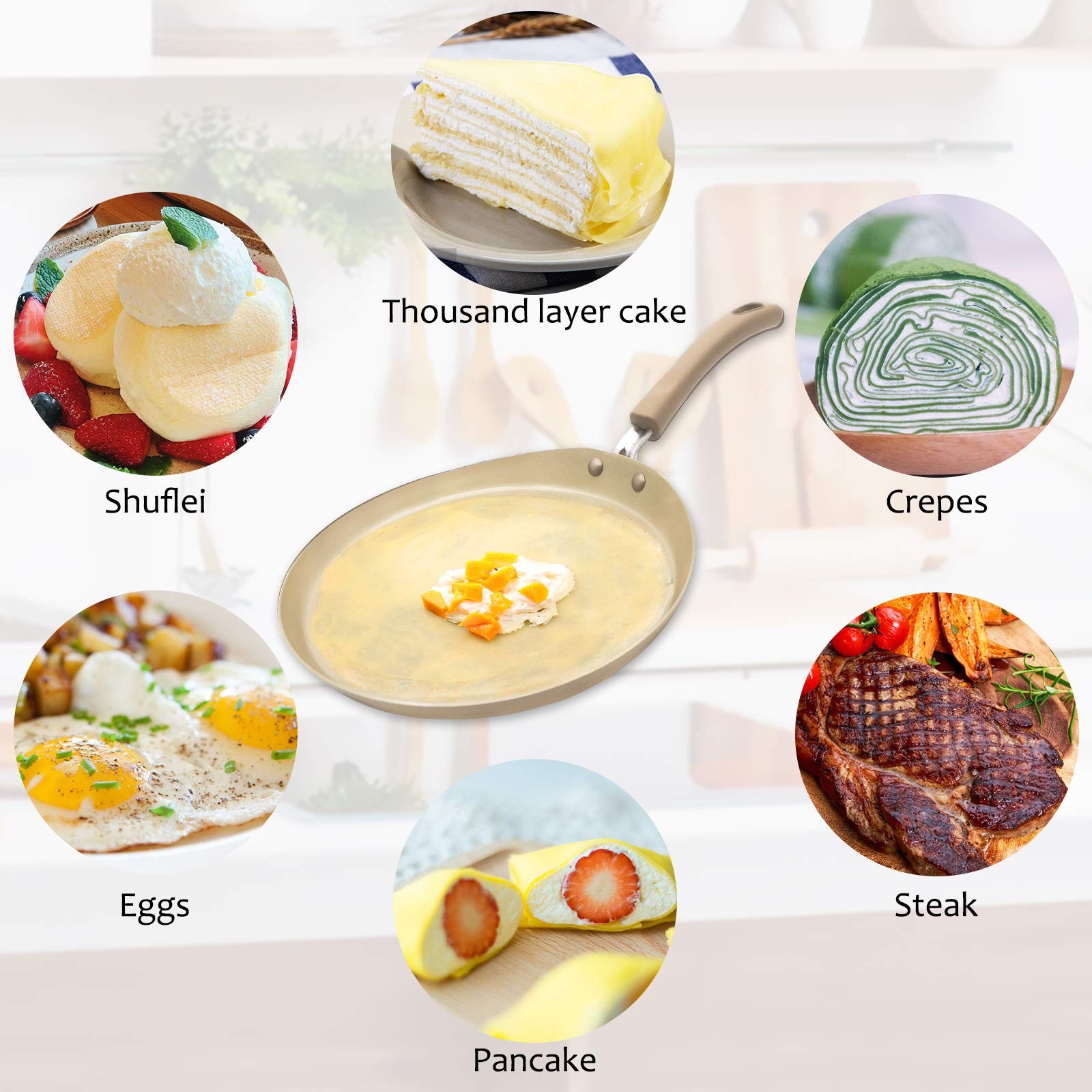 8 Inch Nonstick Crepe Pancake Pan Induction Omelette Carbon Steel Skillet