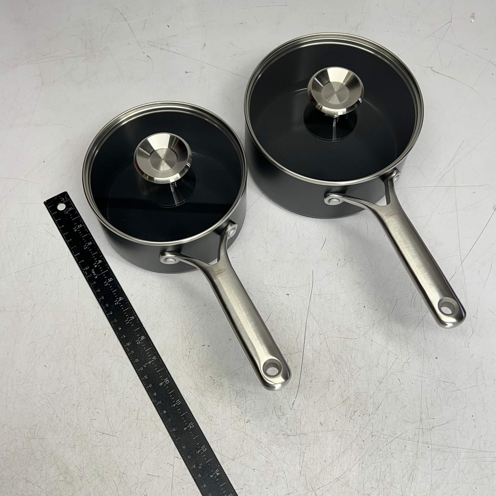 OXO (4 PIECE) Professional Ceramic Non-stick Sauce Pan Set 2.3qt – 1.7qt Black