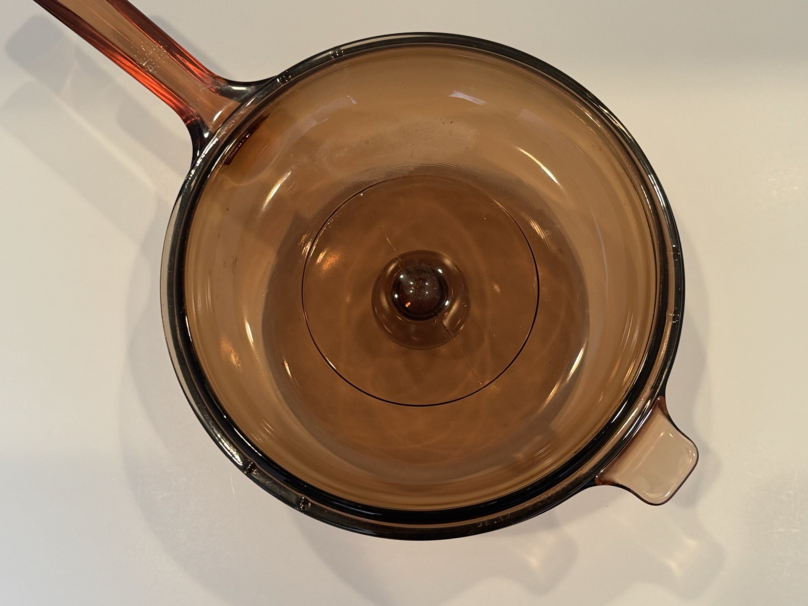 Vintage Corning Visions Amber Glass 2.5L Saucepan Pot with Lid V-2.5-B USA
