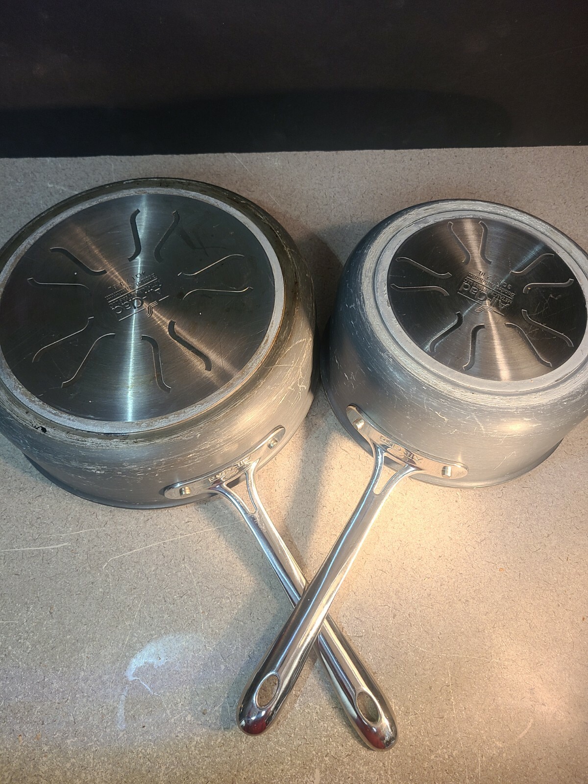 LOT 2 ALL CLAD Nonstick Bonded Aluminum Cookware 3 qt & 4 qt Sauce & Saute Pan