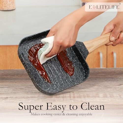 Nonstick Grill Pan for Stove Tops 7 Inch Granite Coating Square Grill