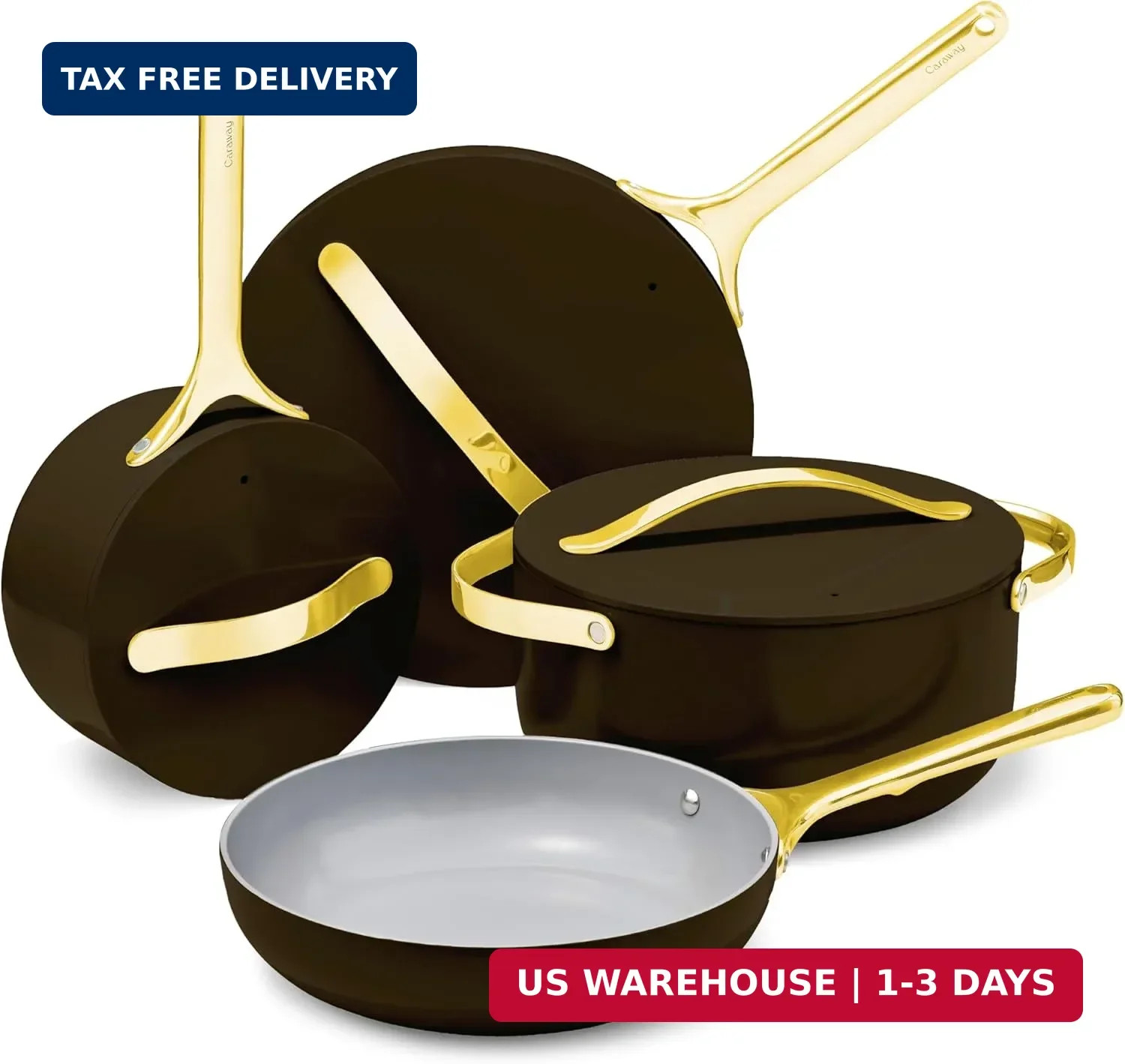 Caraway Non-stick Ceramic Cookware Set (12 Piece) Pots, Pans, Lids and Kitchen S