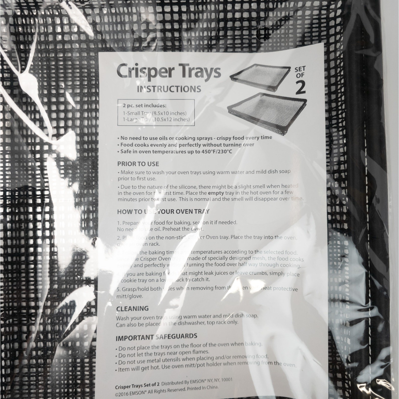 Set of 2 Silicone Mesh Oven Crisper Trays 8.5×10 and 10.5×12 inches Sealed