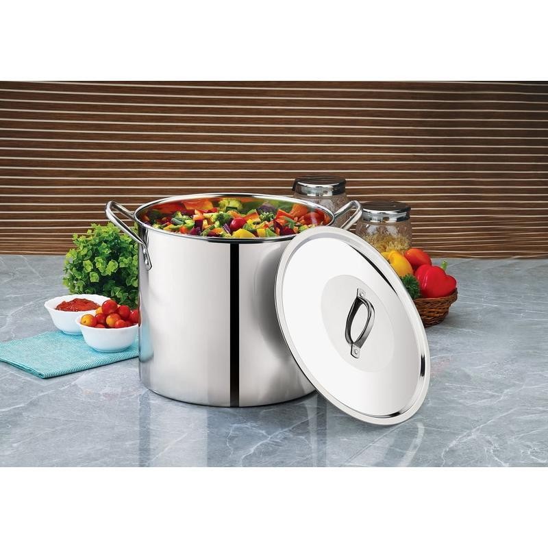 Stainless Steel Stock Pot 12Qt W/ Stay-Cool Handles Cooking Soups Stews Pasta US
