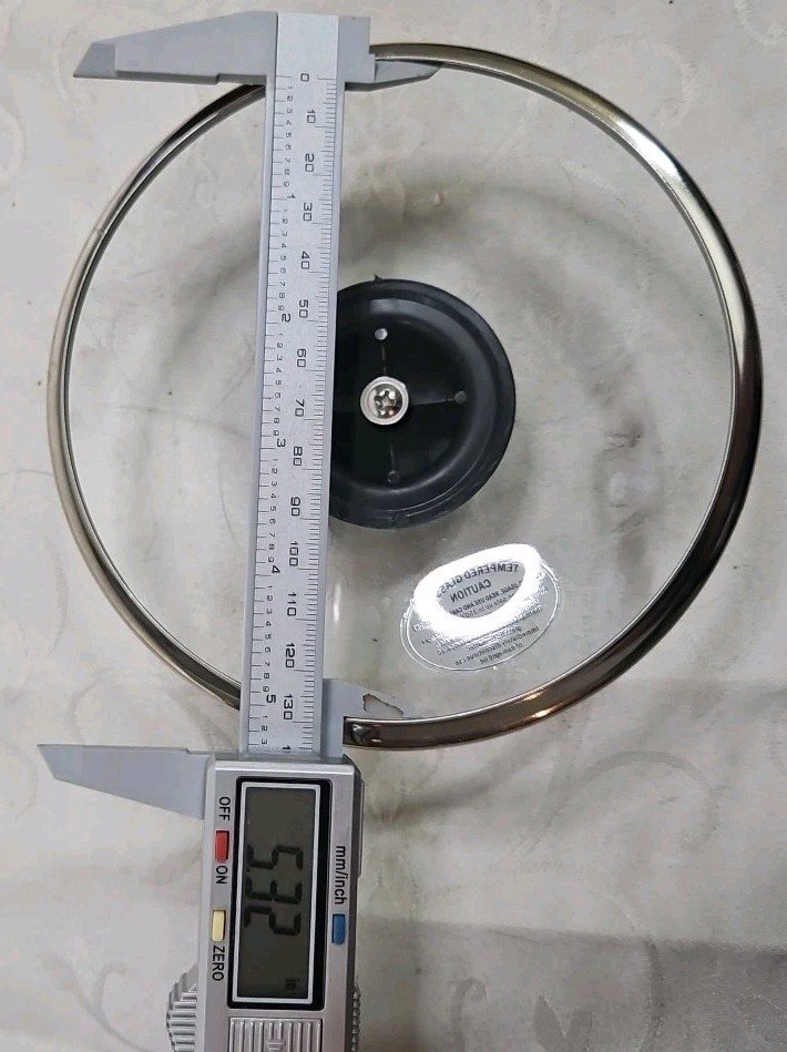 Glass REPLACEMENT LID ONLY 5.25″ Inside 6″ Outside Black Knob Unbranded