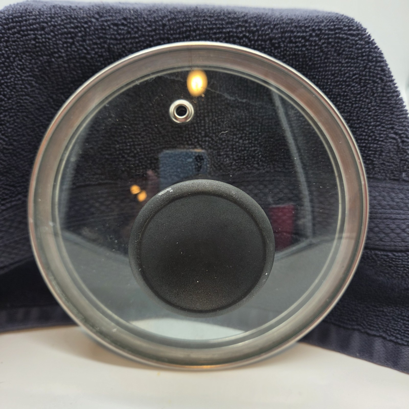 Clear Glass Cook Pot Replacement Lid – Black Vent Knob Handle – 6″ Cookware (16)