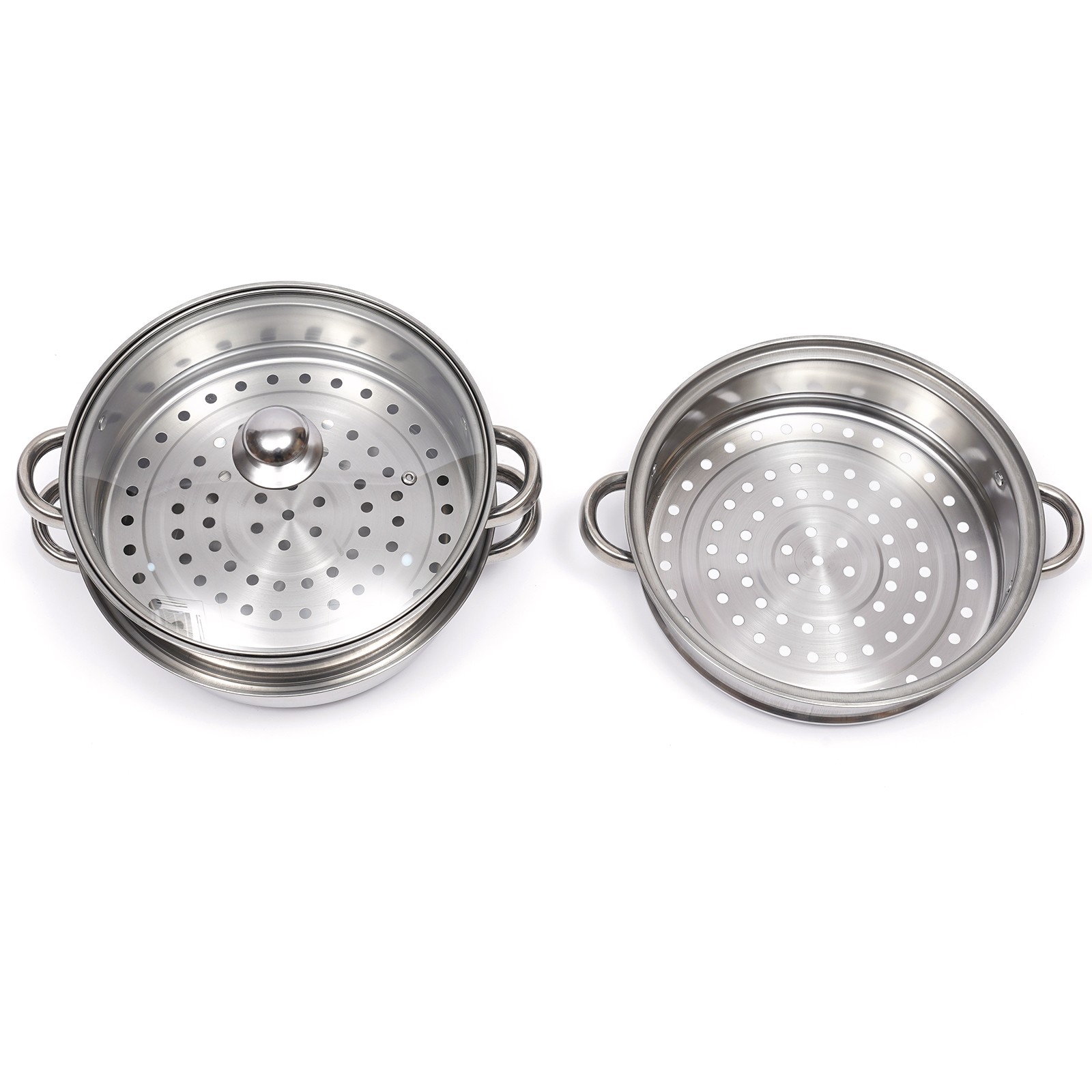 3 Tiers Stainless Steel Food Steamer Cooker Pot Vegetable Fish w/Glass Lid