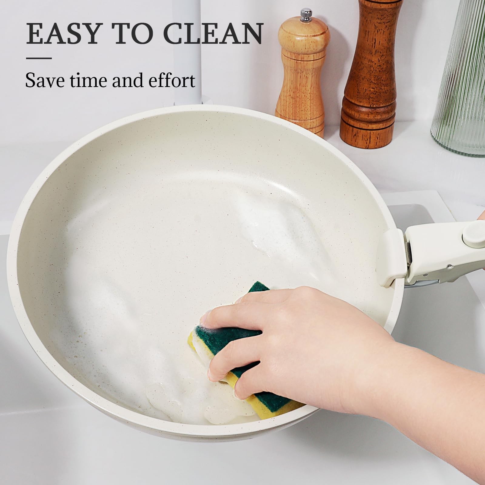 Non Stick Frying Pans Set Removable Handle, Oven Safe Nonstick Fry Pan Skille…