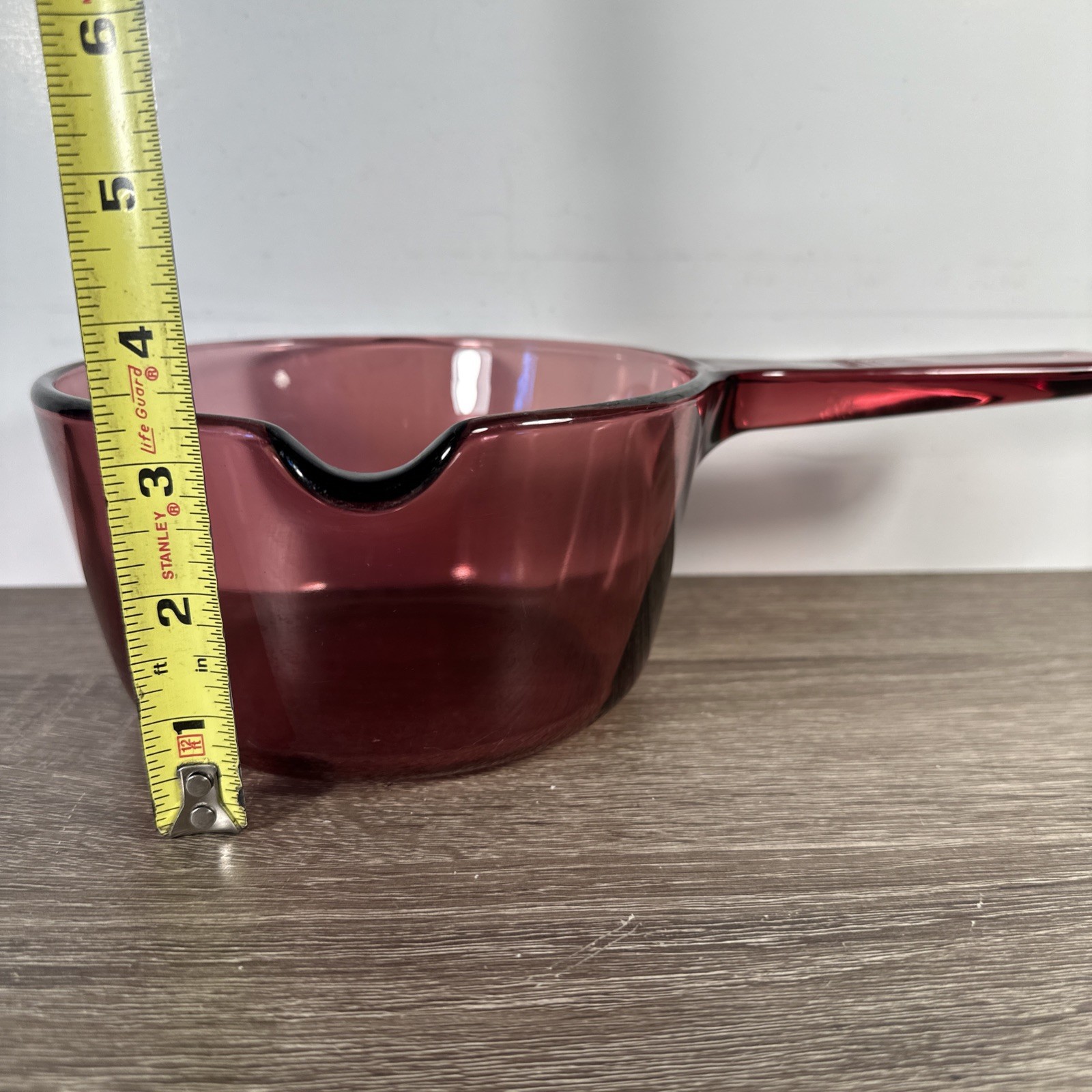Vintage Corning Ware Vision Cranberry 1.0 Liter Saucepan with Spout Pyrex Lid