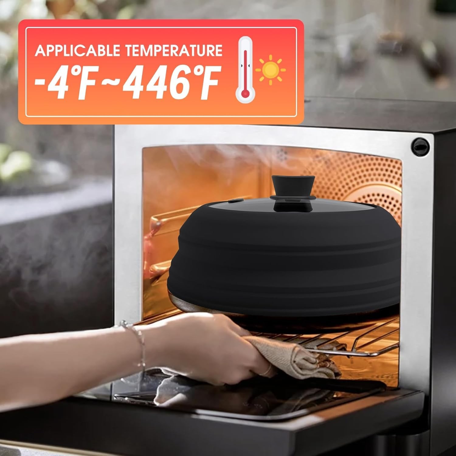 11.8 Inch Silicone & Glass Microwave Splatter Cover, Non-Plastic Collapsible …