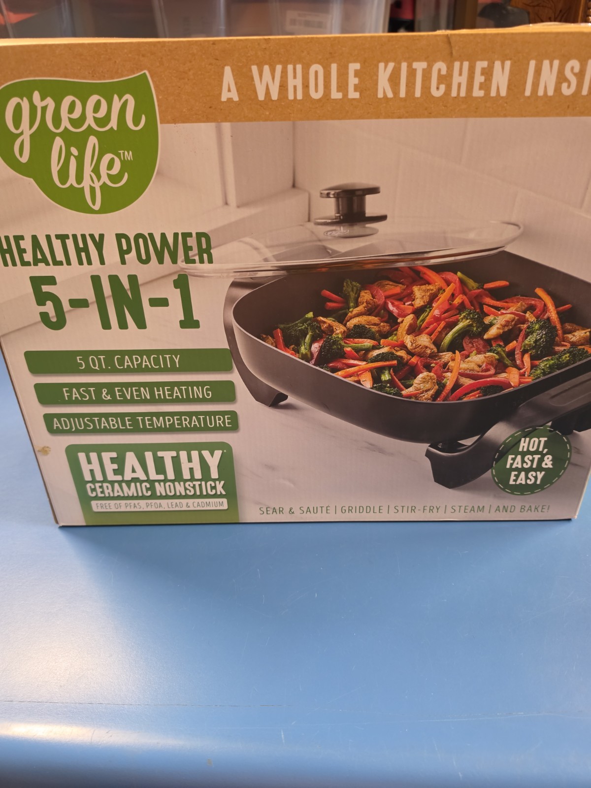 Green Life Healthy Power 5-IN-1 Non-Stick 12″ Electric Skillet/Griddle