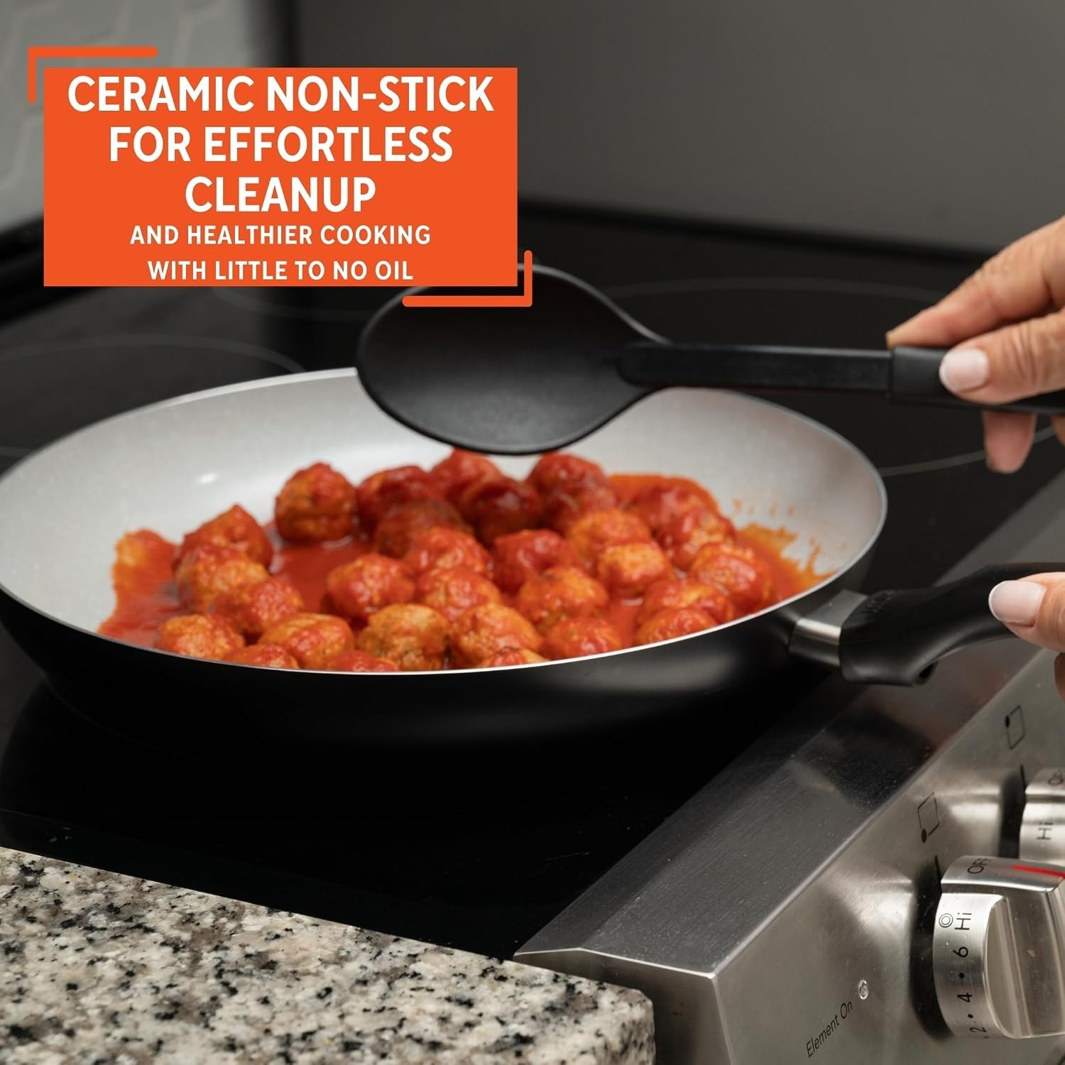 12″ Premier Ceramic Nonstick Fry Pan with Cool Touch Handle, Matte Black