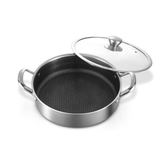 Saute Pan,10 Inch Nonstick Deep Frying Pan,316L Stainless 10 Inch Sauté Pan