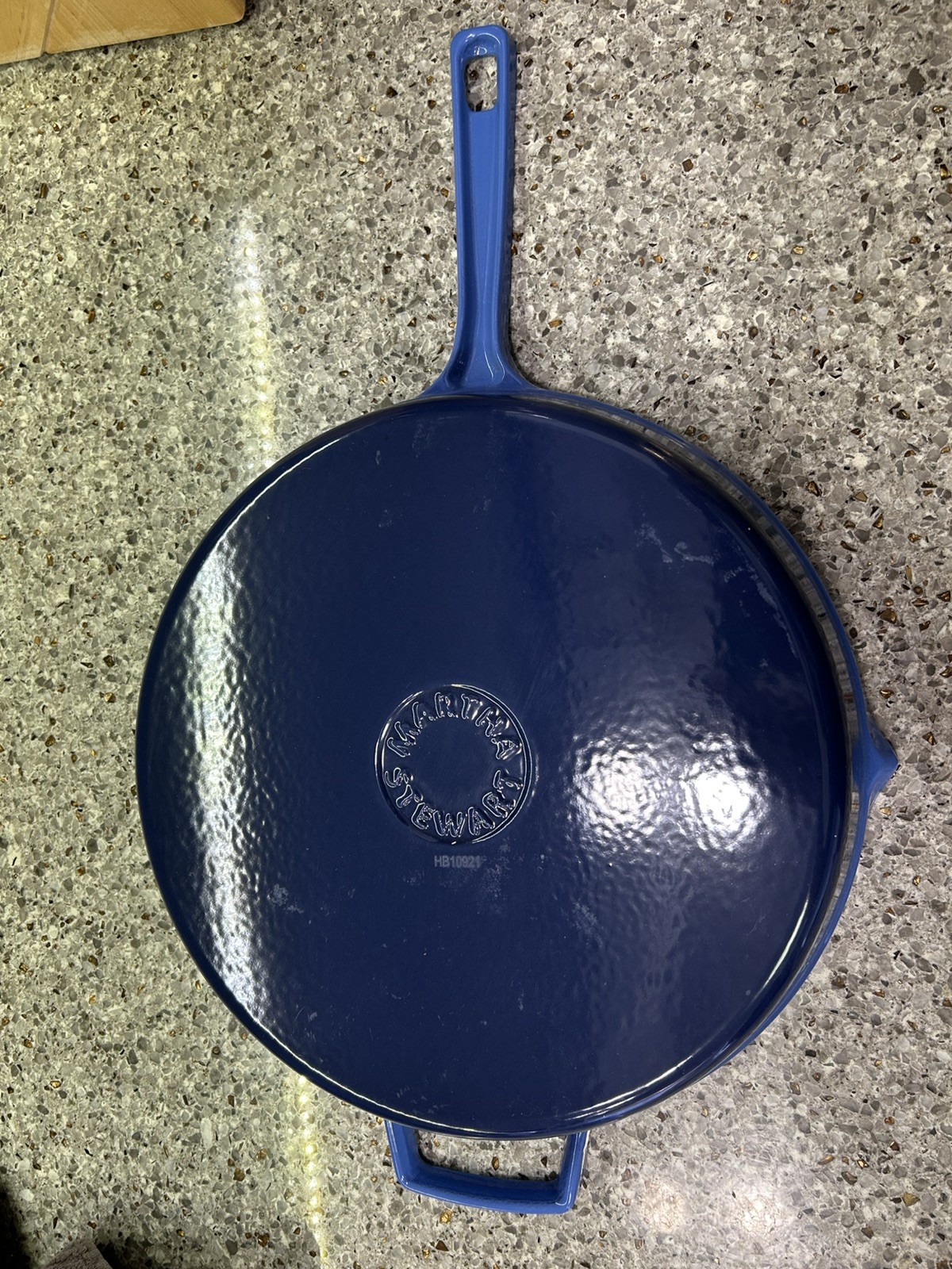 Martha Stewart 12” Cast Iron Skillet – Blue Enameled – Heavy- Preowned Looks New