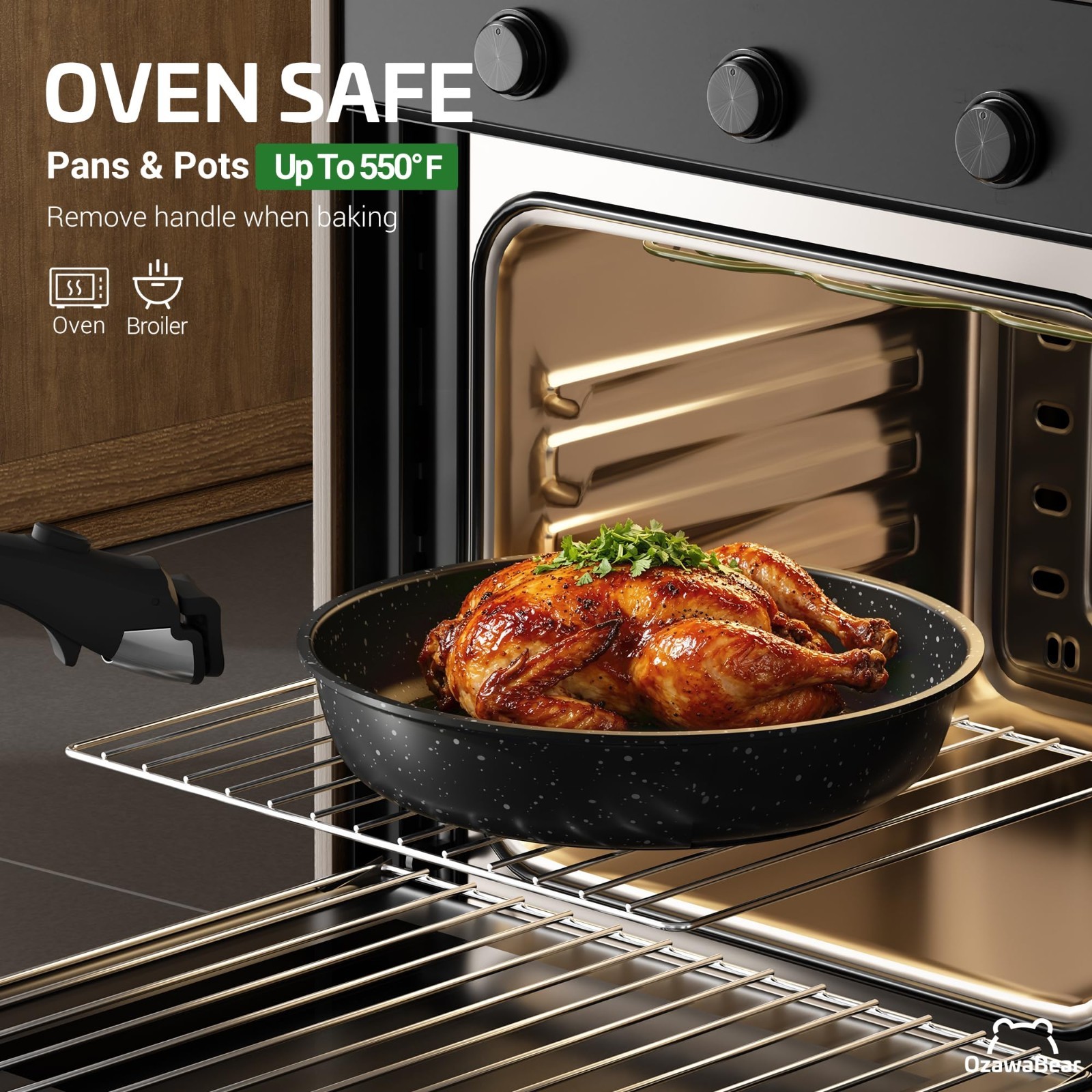 12 Pcs Non-Stick Ceramic Cookware Set, Healthy Induction Pots & Pans, Oven Safe,