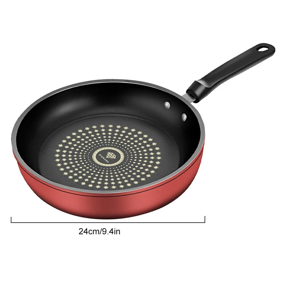 9.4″ Honeycomb Nonstick Frying Pan Food-Grade Stainless Steel Skillet w/ Spatula