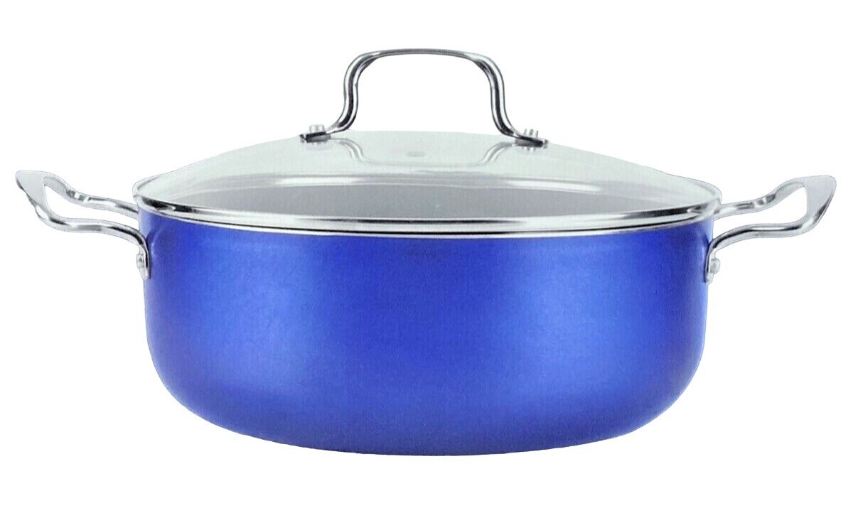 Servappetit 4.5 Qt Dutch Oven with Glass Lid, Cobalt Blue Non-Stick Oven Safe
