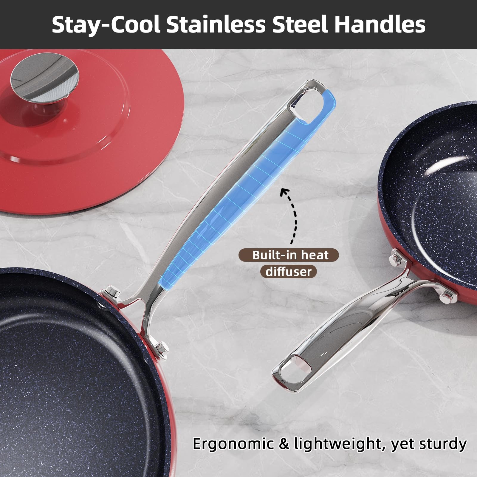 Nuwave Lux 13pc Forged Lightweight Cookware Set PFAS Free, Healthy G10 Duralon