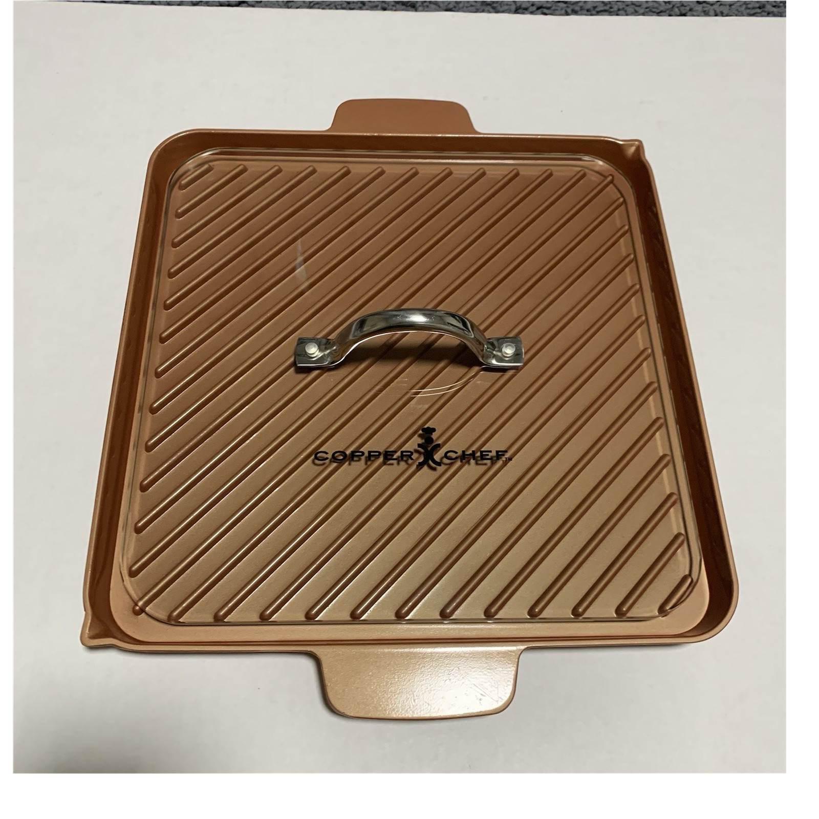 Copper Chef Square Grill Pan 12 in Non-Stick Copper Electric/Gas Oven 500°F