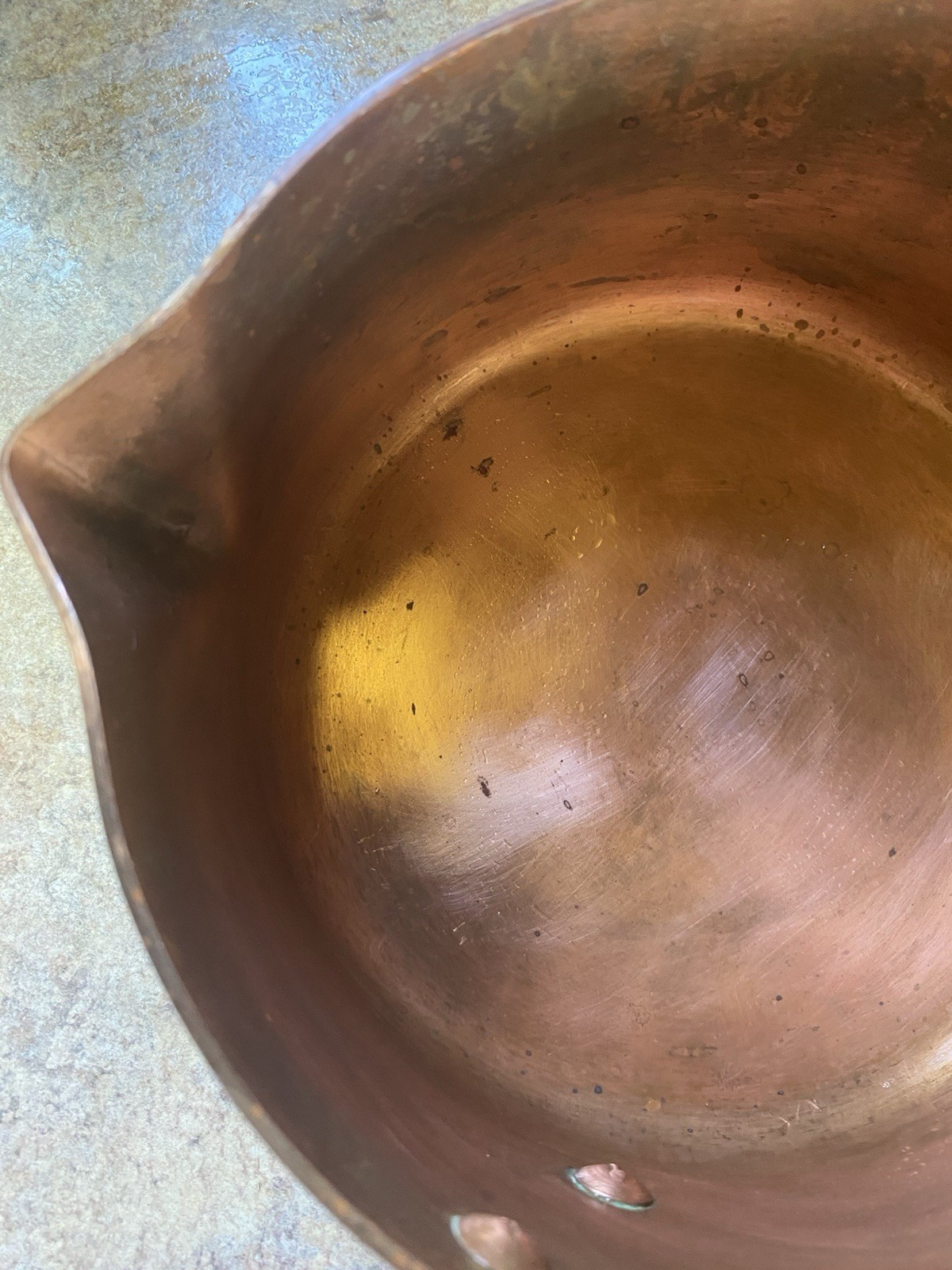 FRENCH COPPER 1.75 Qt. HOLLOW HANDLE SUGAR POT w/ SPOUT