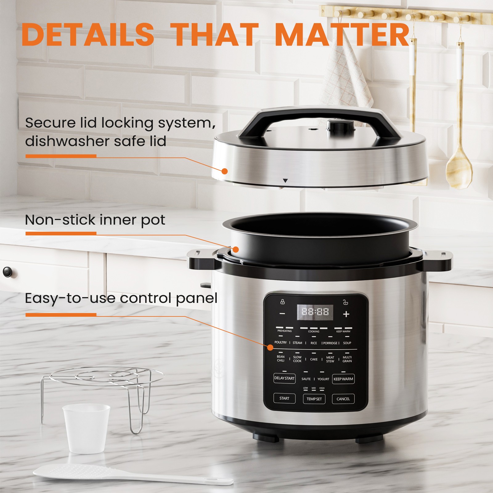9 In 1 Electric Pressure Cooker, Warmer & Sterilizer, Saute, Slow Cooker, Rice C