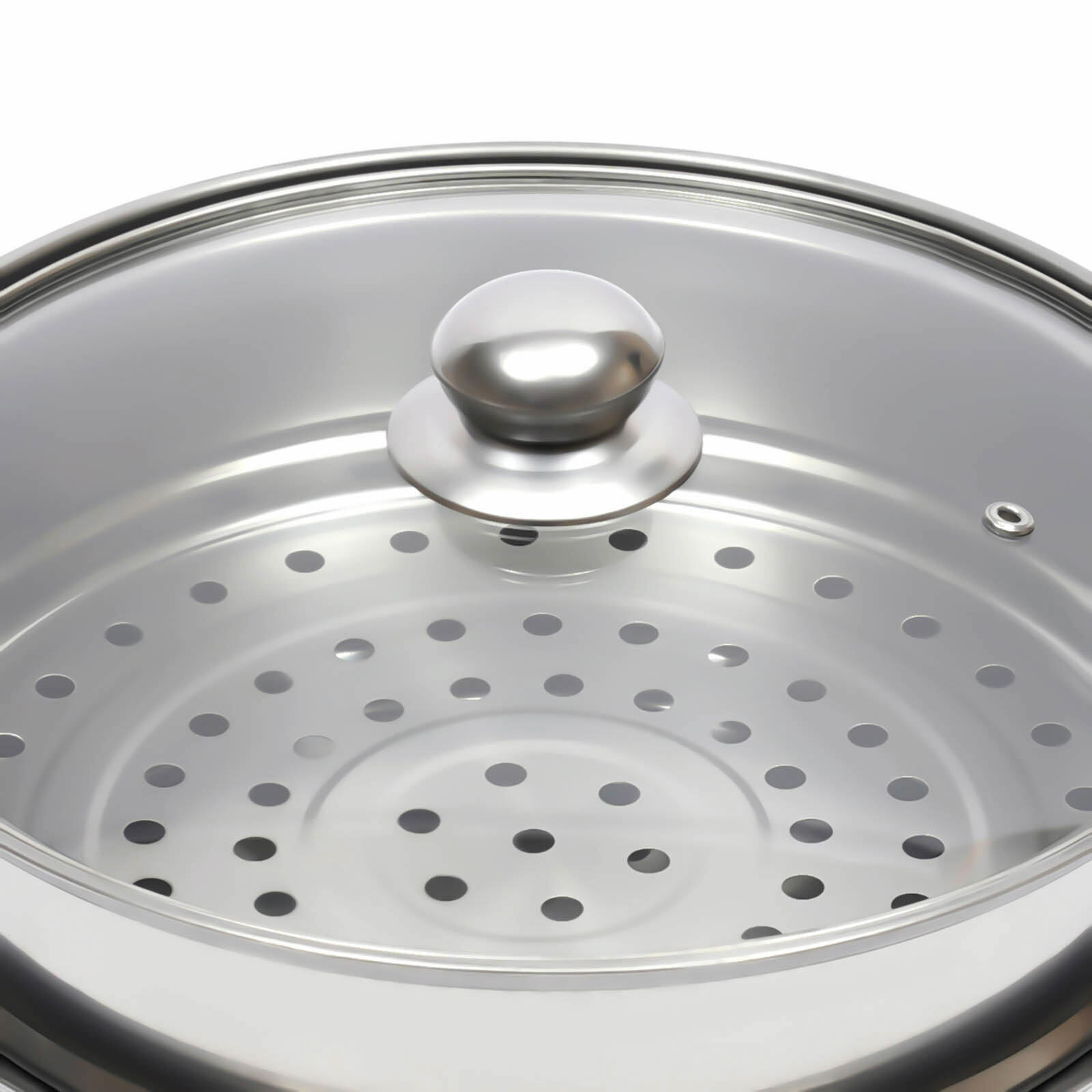 3 Tier Steamer Hot Pot Stainless Steel Cooker Steam Pot Food Cooking + Glass Lid
