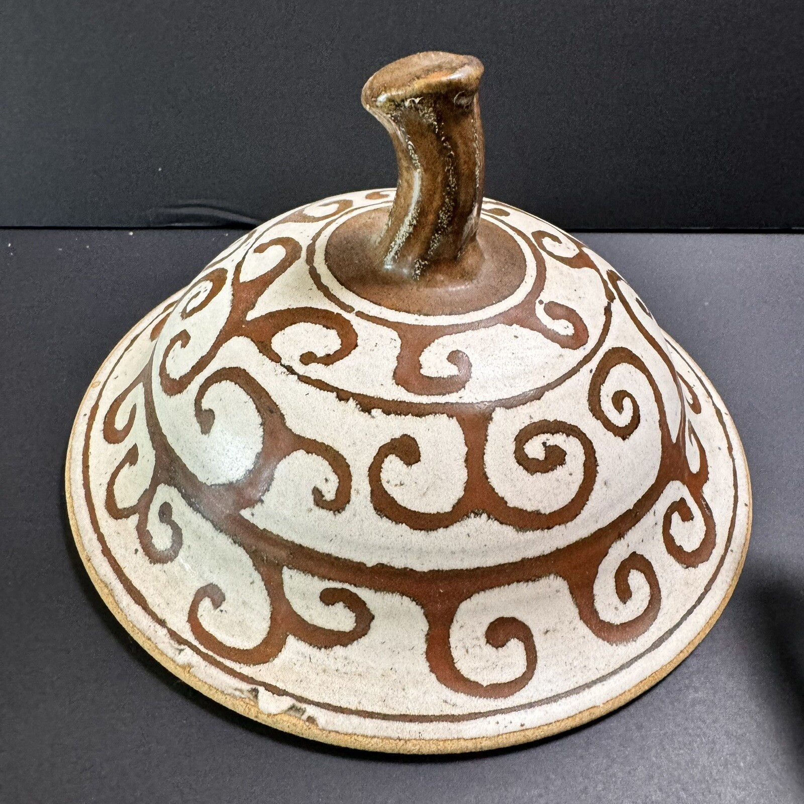 Vtg Stoneware Earthenware Clay Steam Baking Dish Brown Signed Studio Pottery