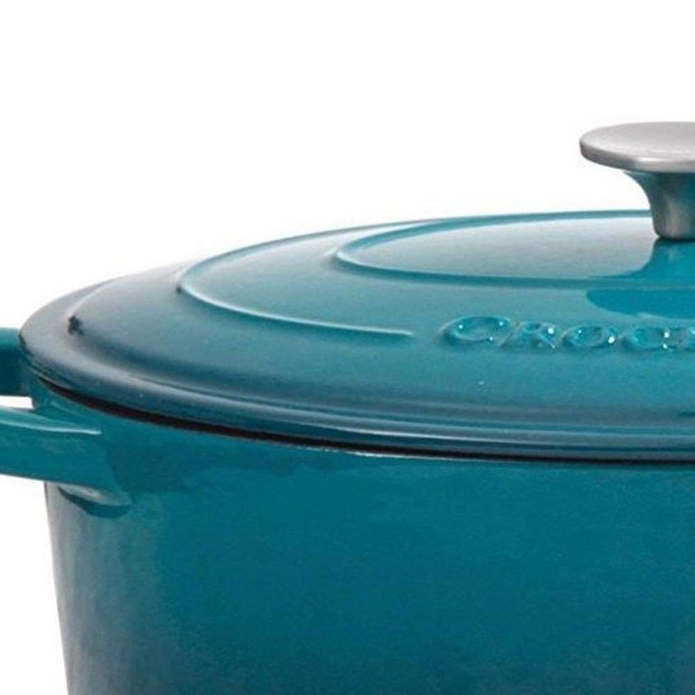 Crock-Pot Artisan 5-Quart Round Enameled Cast Iron Dutch 5-Quart, Teal Ombre