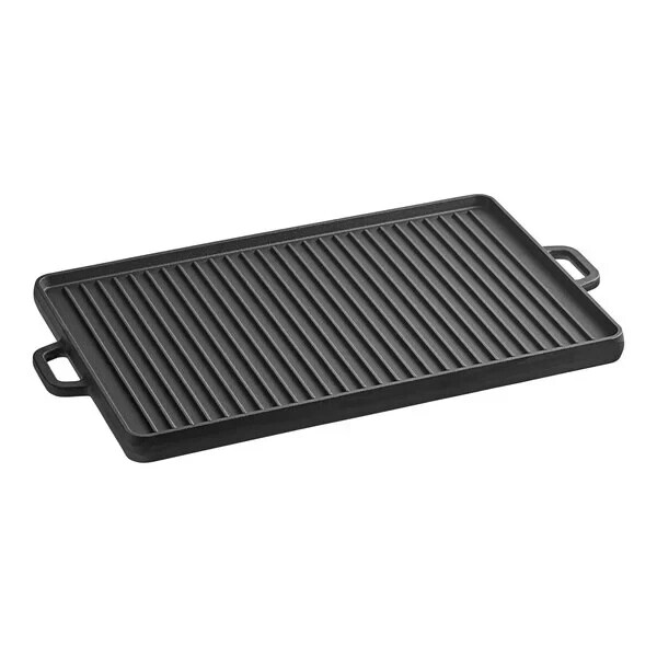 Valor 24 1/2″ x 14 1/2″ Pre-Seasoned Reversible Cast Iron Griddle and Grill Pan