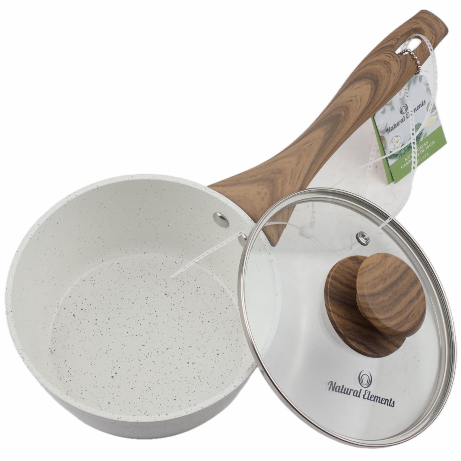 Natural Elements 6.5″ Saucepan with Lid 1.2 qt Cookware Off White