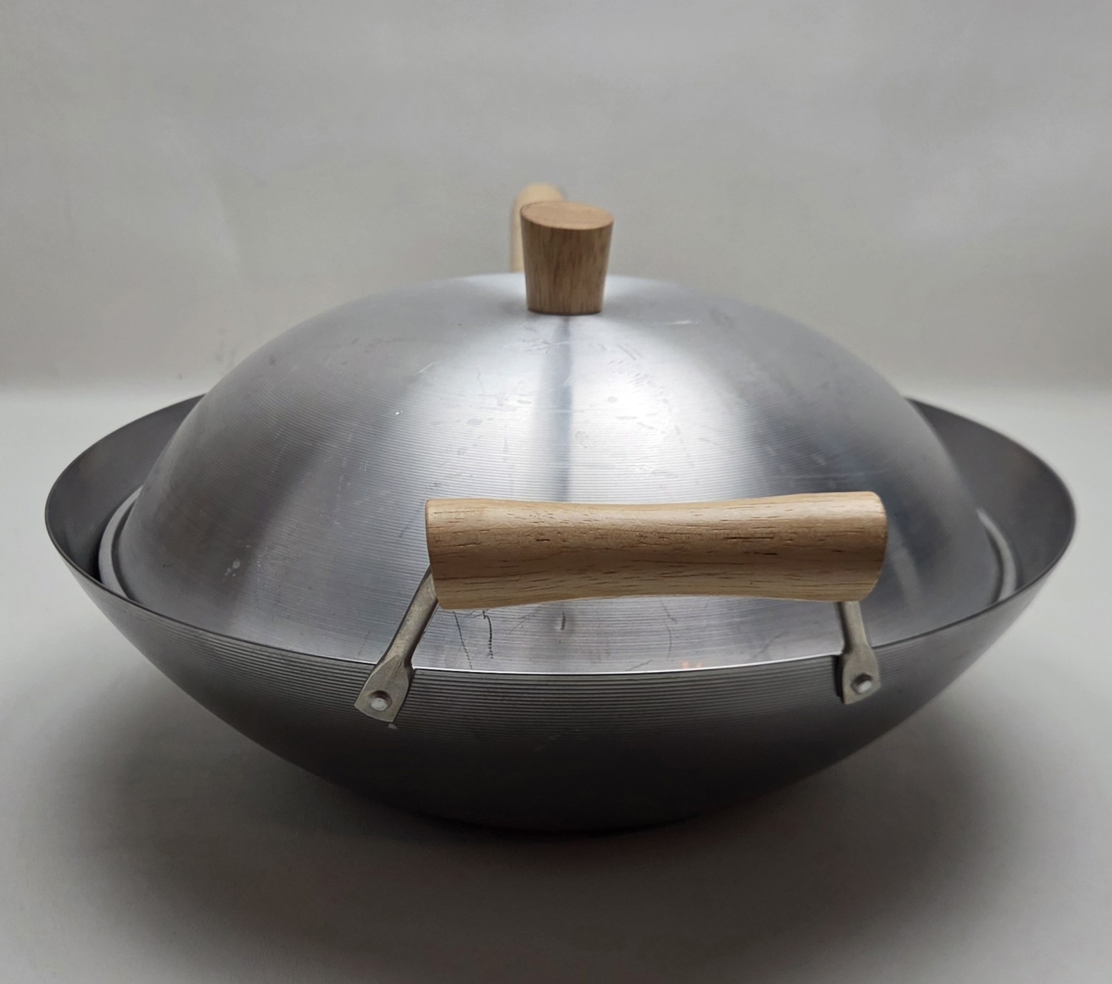 Helen Chen Wok Flat Bottom Carbon Steel Asian Kitchen With Lid 14″
