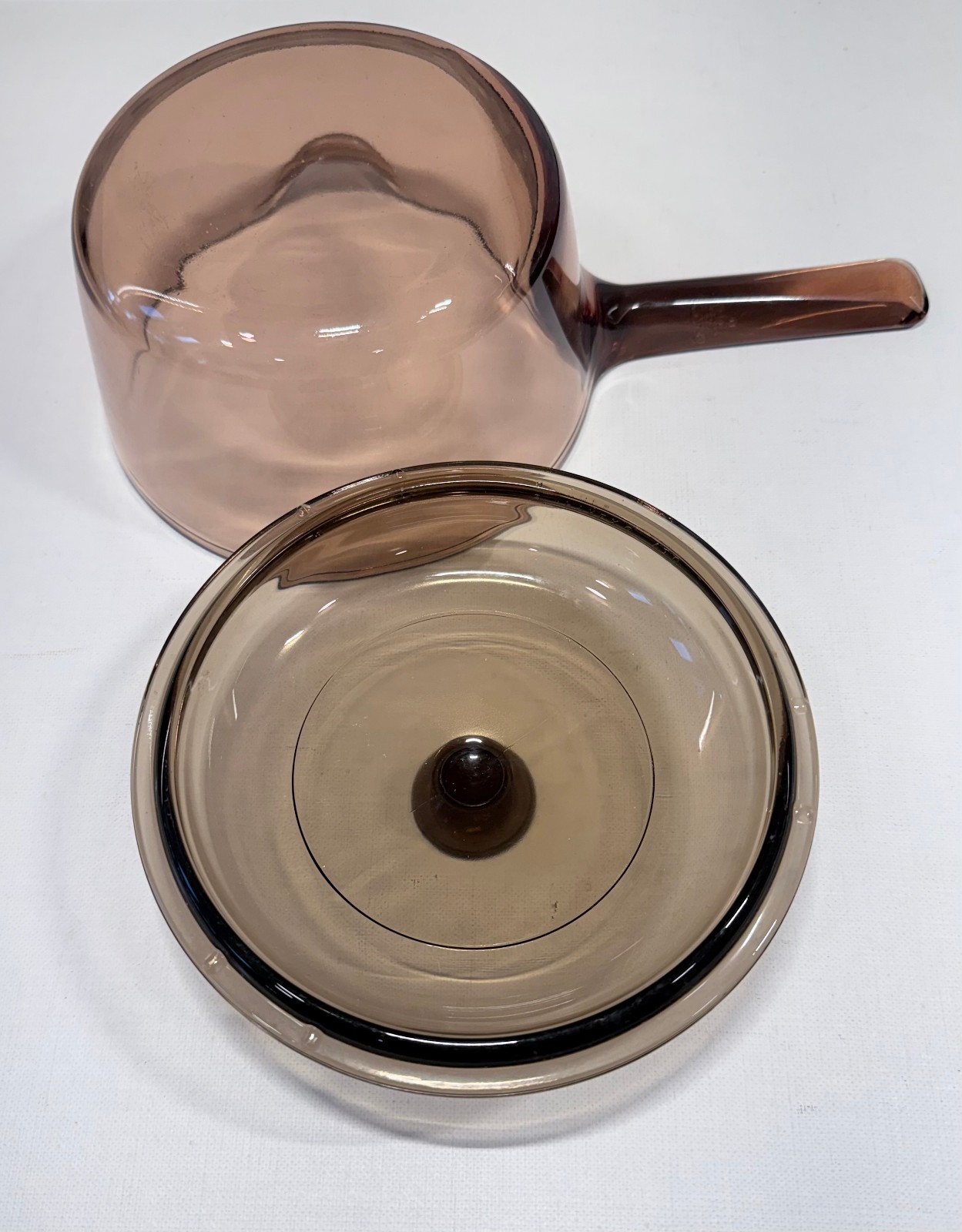 Corning Vision Ware Amber Glass 1L Liter Sauce Pan with Spout and Lid