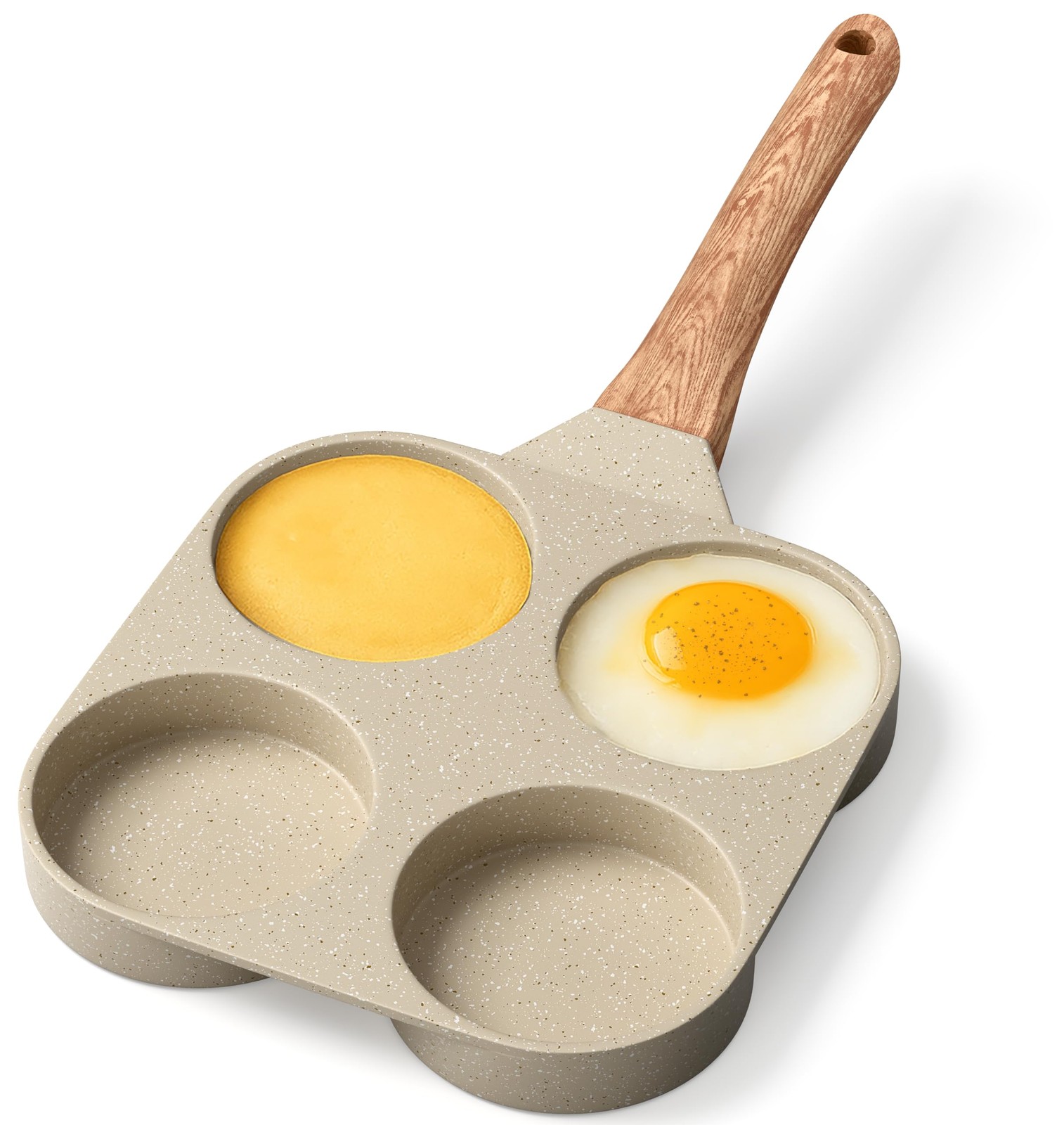 4-Cup Nonstick Frying Egg Pan White Marble, Granite Pancake Pan, PFOS & PFOA …
