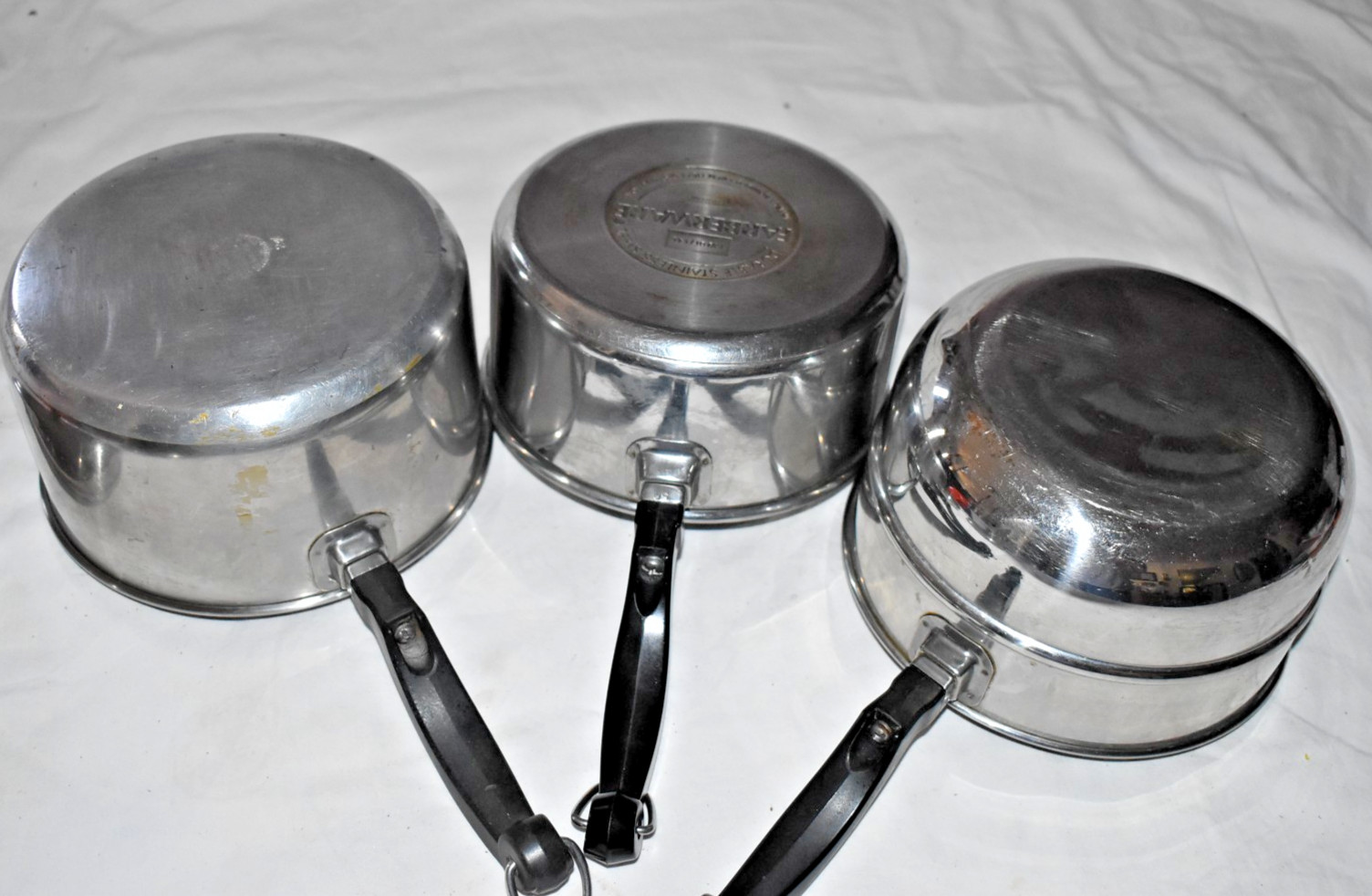 5 pc. FARBERWARE 1 1/2 qt + 2 qt DOUBLE BOILER + SAUCEPAN Pan POT & 2 Lids USA