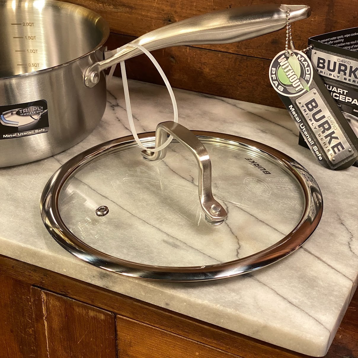 David Burke Tri Ply Series Stainless Steel 3 qt Saucepan Pot w/ Lid ~ New
