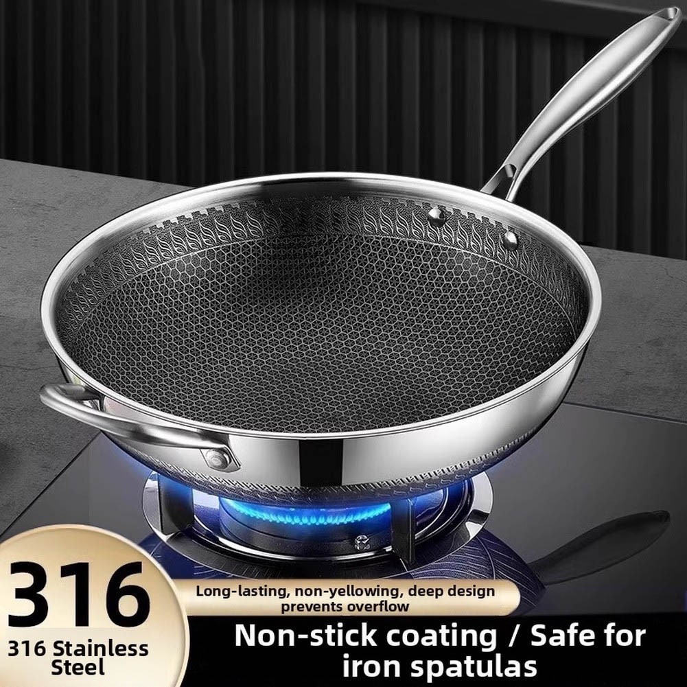 Tri Size Nonstick Wok 12.6 inch 13.4 inch 14.2 inch Oven Safe Up to 900 F