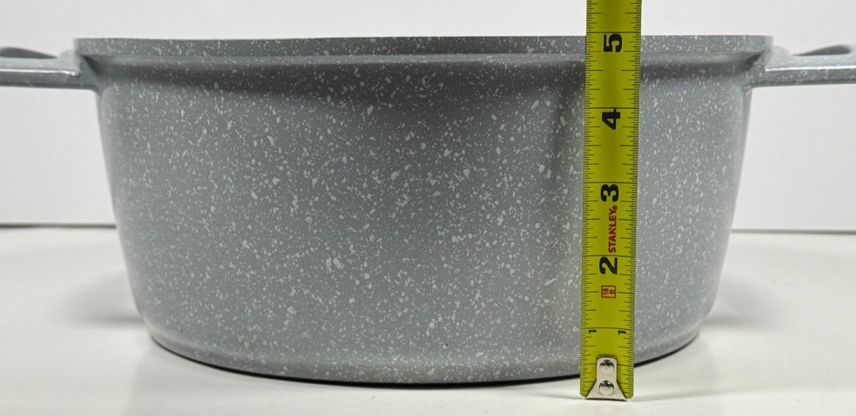 MasterClass Premium Cookware Speckled Gray Casserole Pot ~4.3 Qt w/ Glass Lid